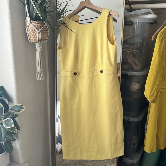 Yellow Spring Time Sheath Dress By Ann Taylor - Picture 3 of 5